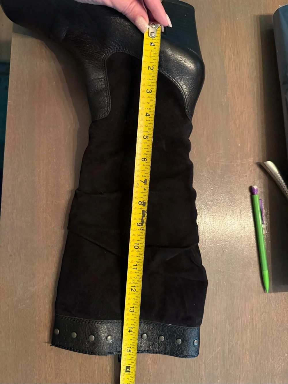 b.o.c. Black Over-the-Knee Suede and Leather Block Heel Boots